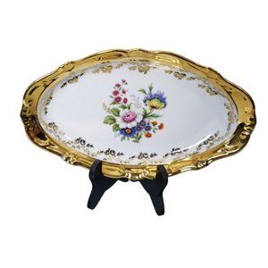 Vintage Kleiber Goldauflage Bavaria Germany Trinket ring Tray Dish 22 Karat Gold